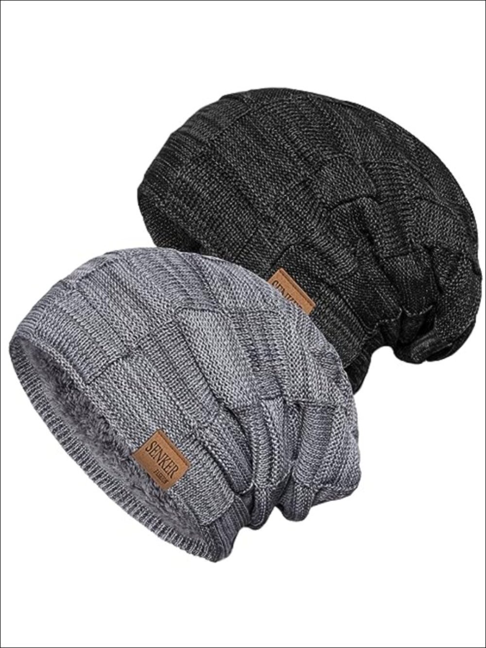 2 Pc Winter Slouchy Beanie Hats Men Warm Knit Skull Caps